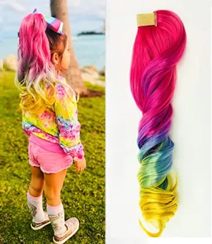 Unicorn Wavy Rainbow Color Ponytail Hair Extension 22 inch