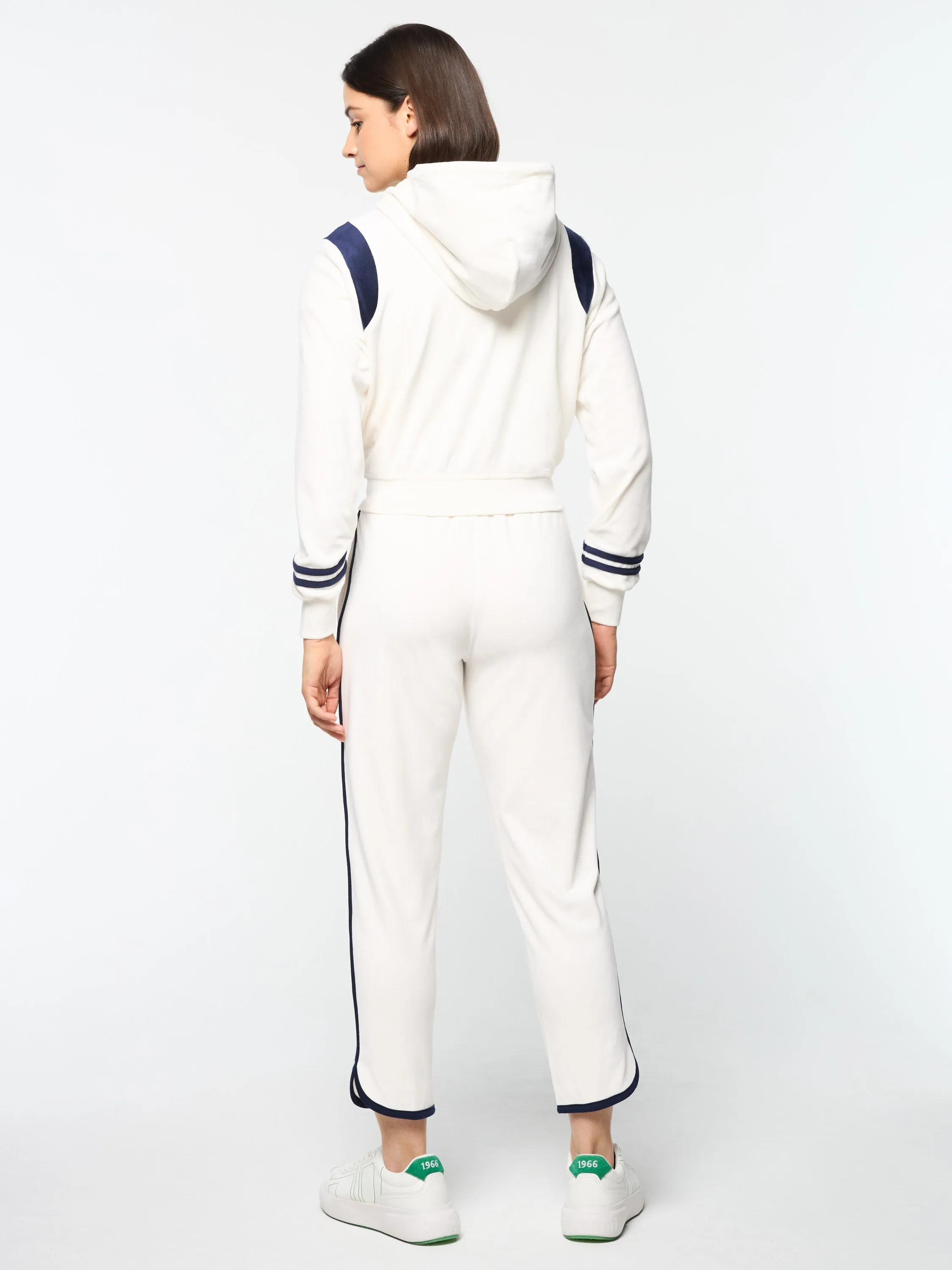 Veneto Velour Zip-Up Hoodie- Gardenia