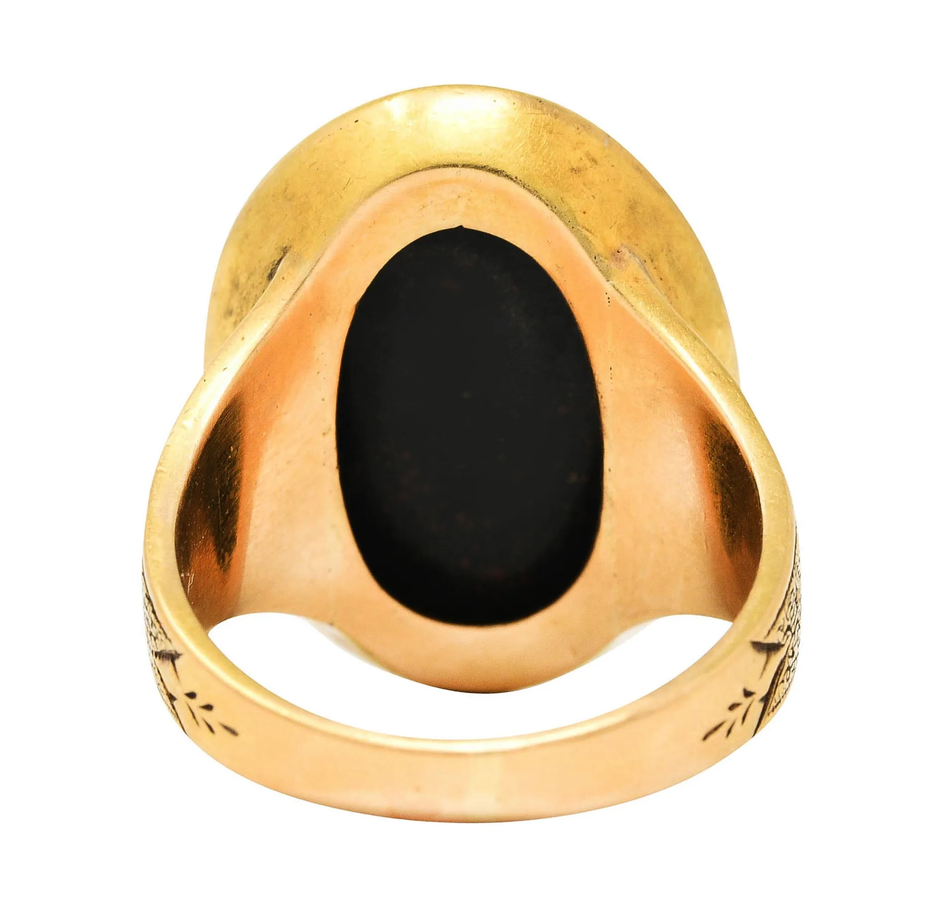 Victorian Bloodstone 18 Karat Gold Intaglio Monogram Signet Unisex Ring