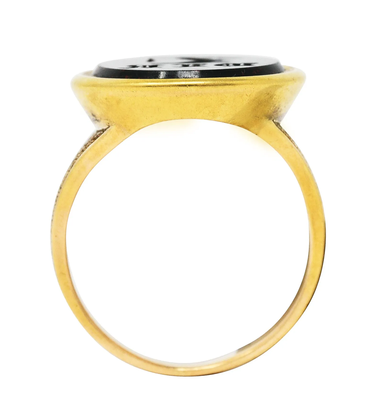 Victorian Bloodstone 18 Karat Gold Intaglio Monogram Signet Unisex Ring