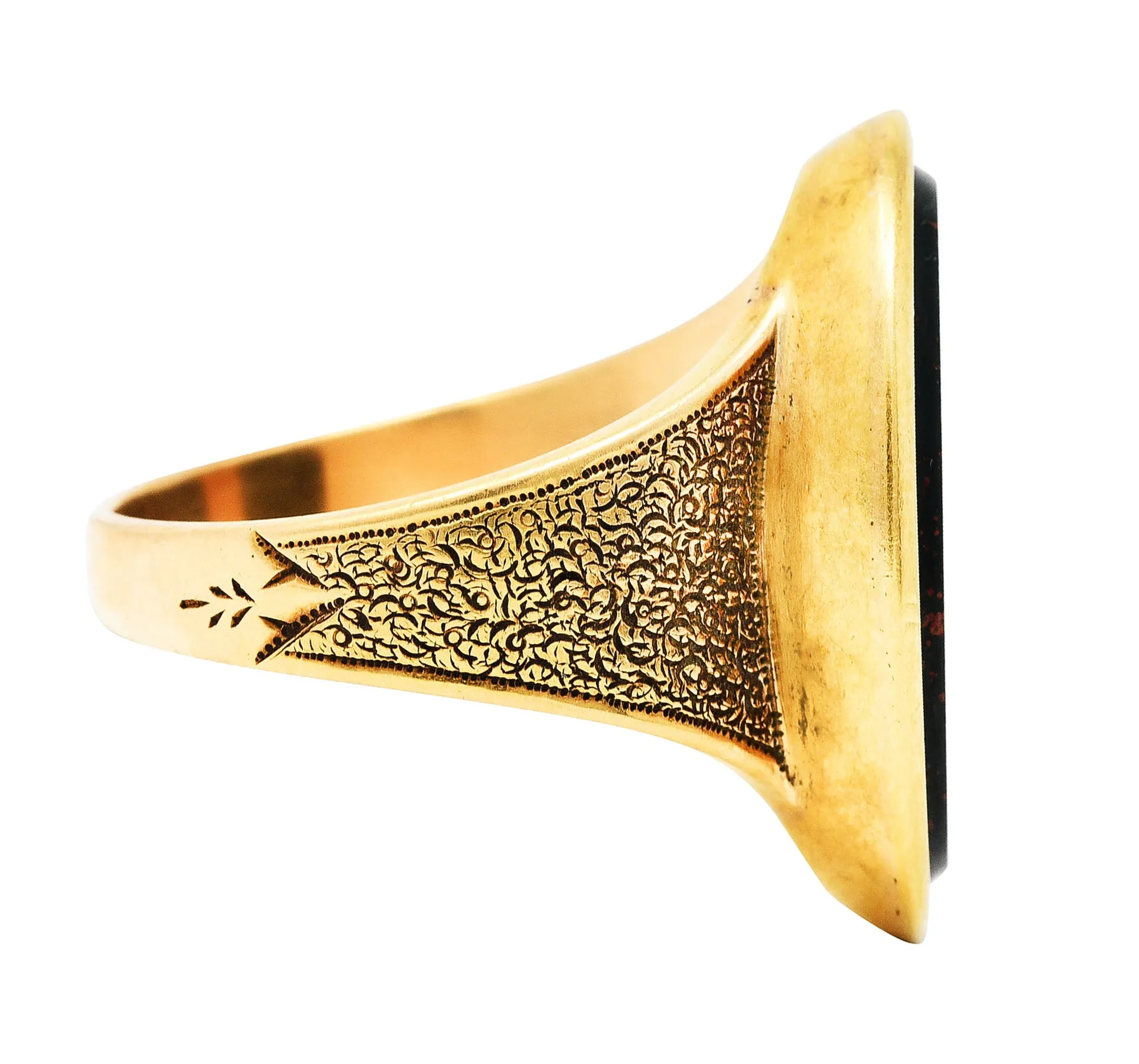 Victorian Bloodstone 18 Karat Gold Intaglio Monogram Signet Unisex Ring