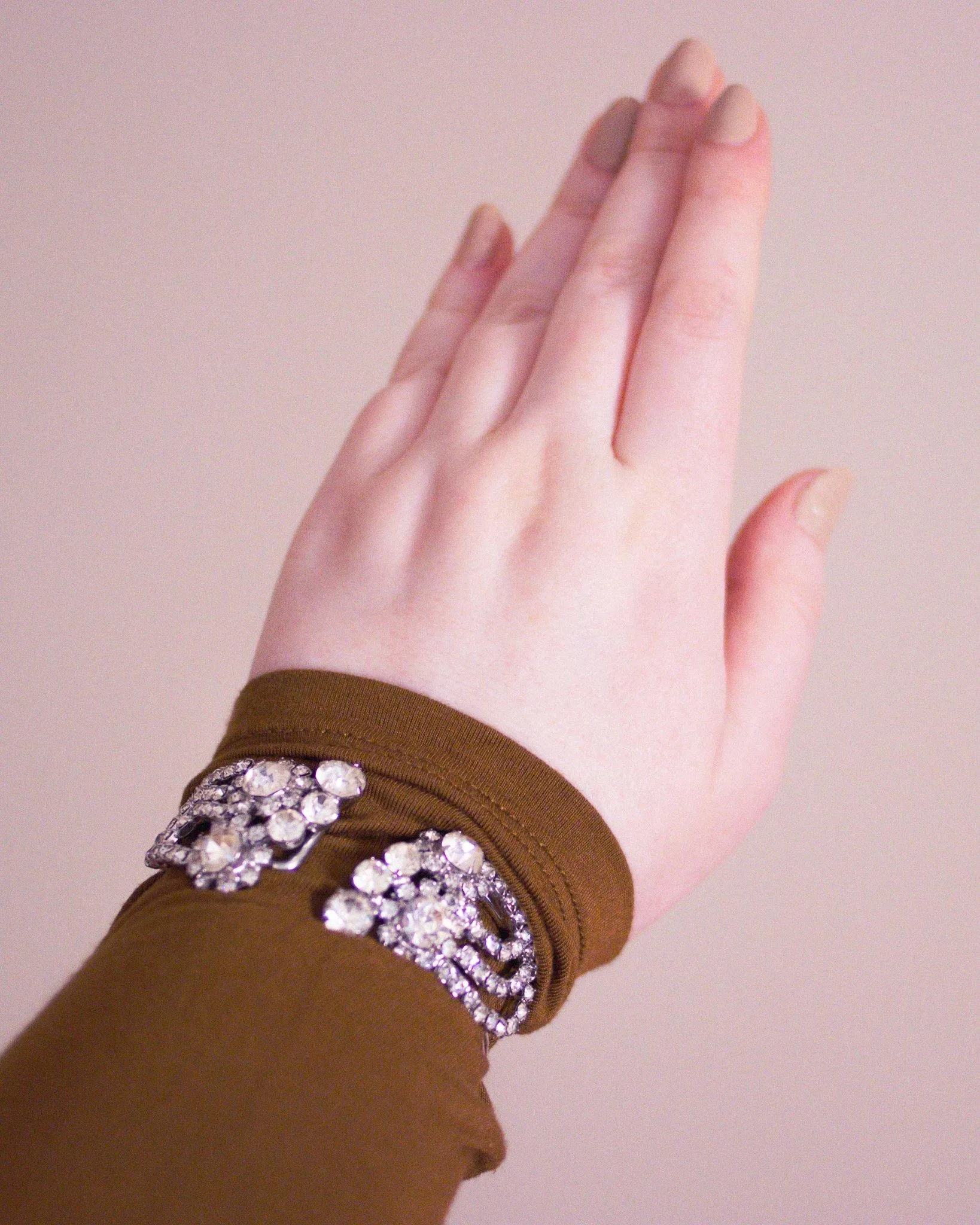 Vintage Art Deco Hinged Rhinestone Clamper Bracelet