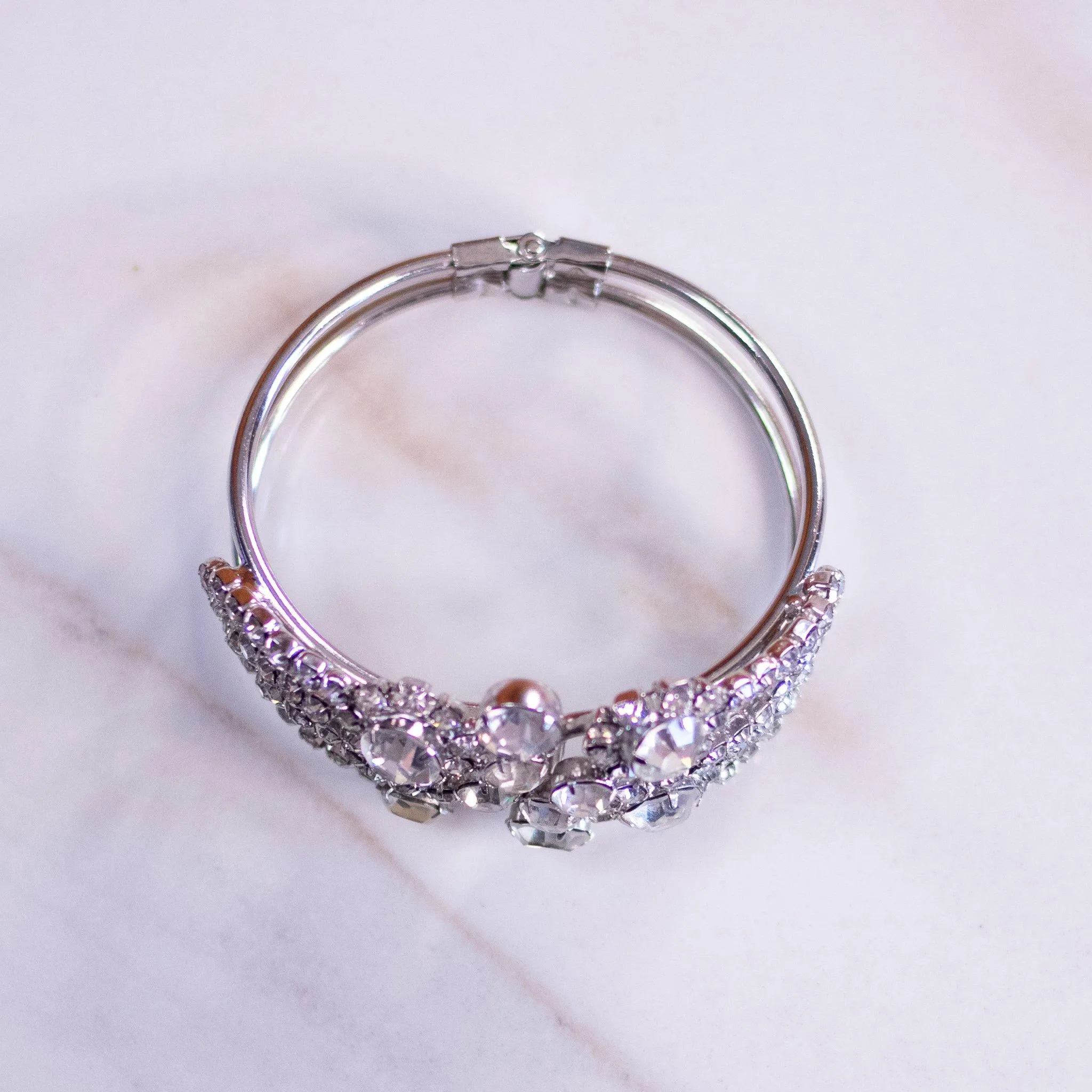 Vintage Art Deco Hinged Rhinestone Clamper Bracelet