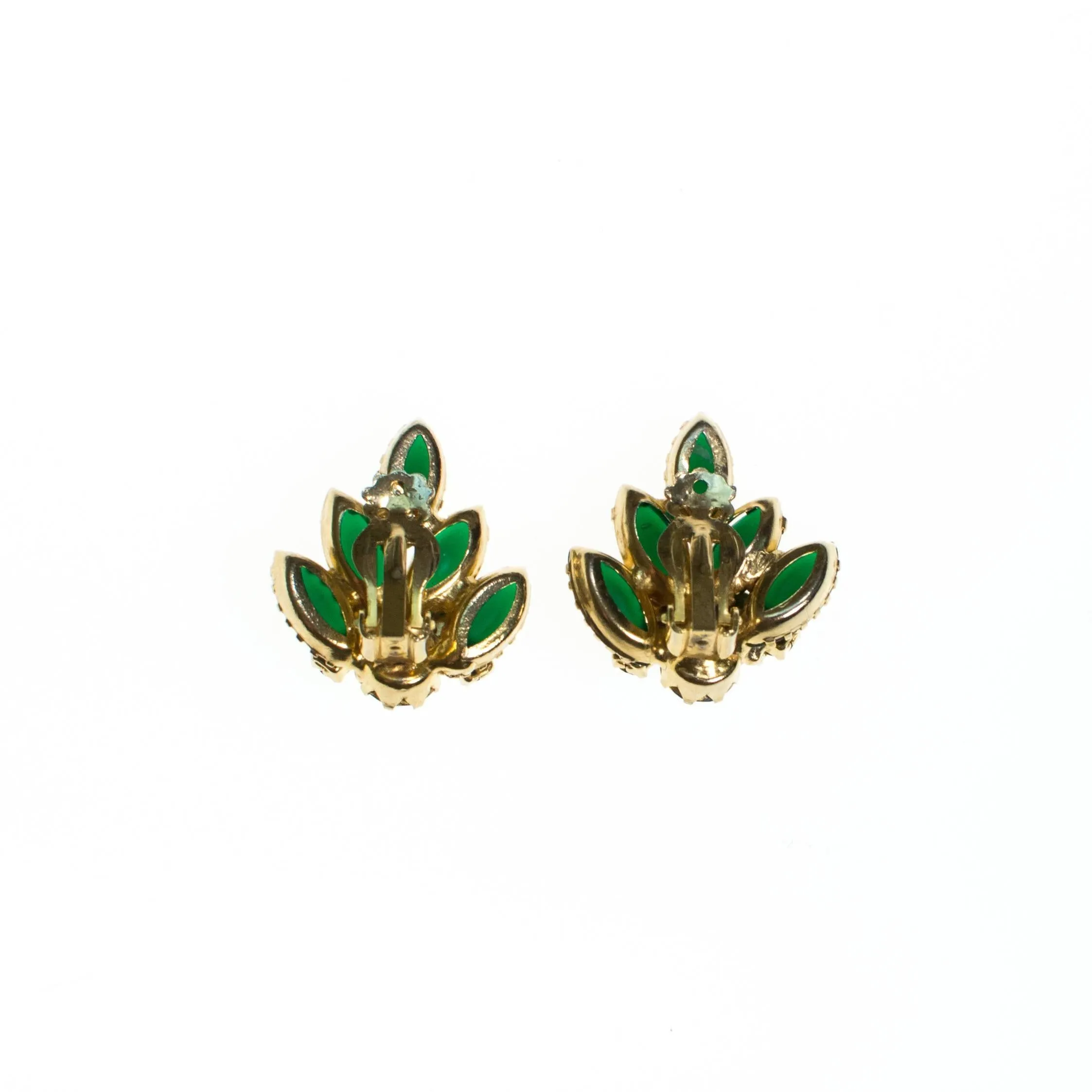Vintage Emerald Green and Blue Aurora Borealis Rhinestone Statement Earrings