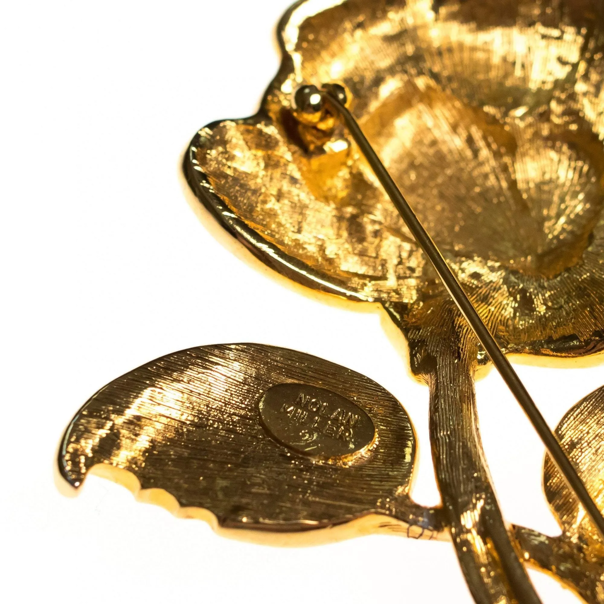 Vintage Huge Sparkling Crystal Rose Brooch by Nolan Miller