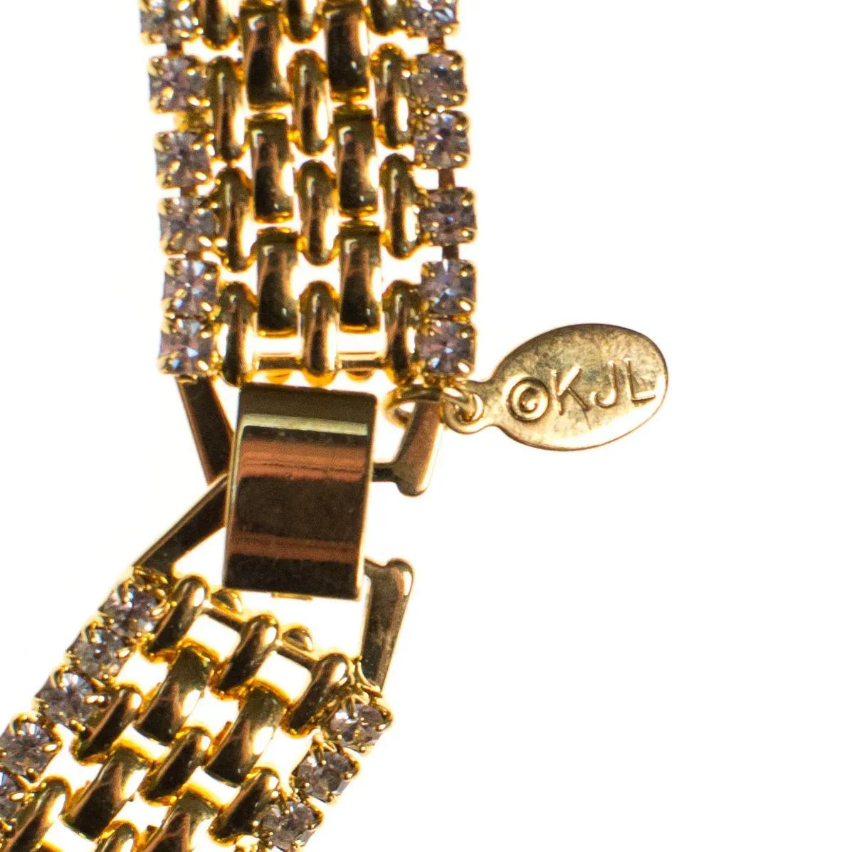 Vintage Kenneth Jay Lane Cafe Society Gold Flat link Chain Necklace