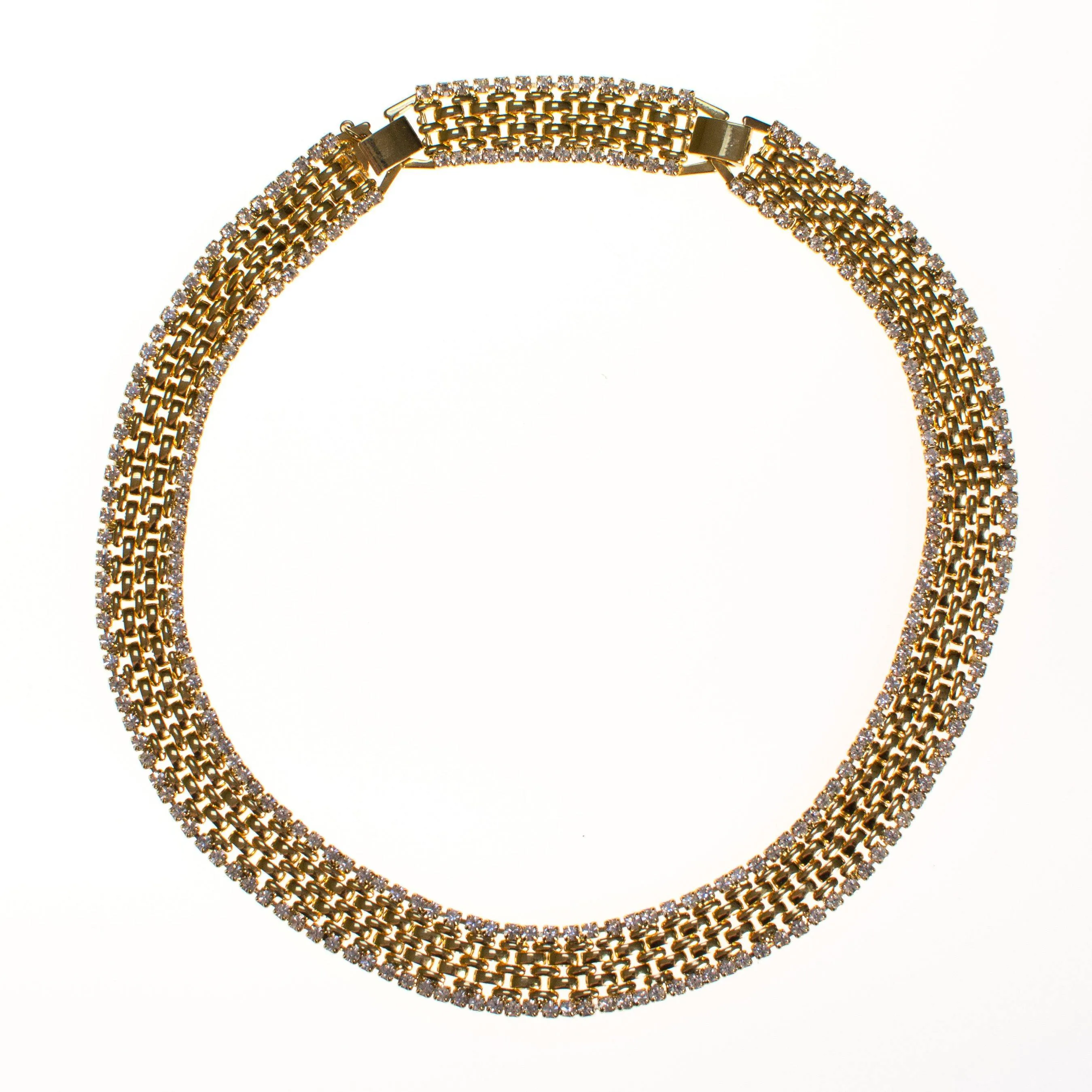 Vintage Kenneth Jay Lane Cafe Society Gold Flat link Chain Necklace