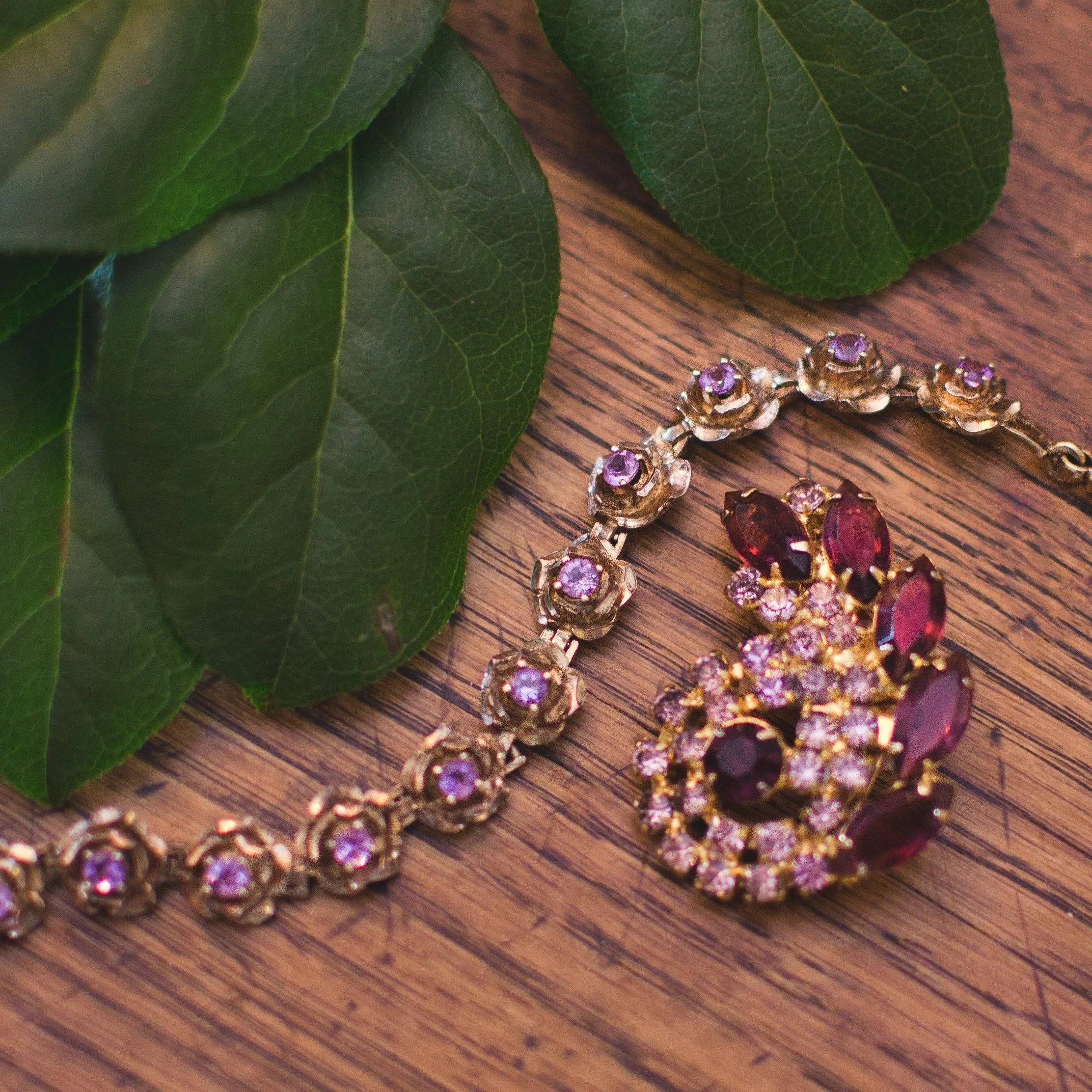 Vintage Purple Rhinestone Brooch