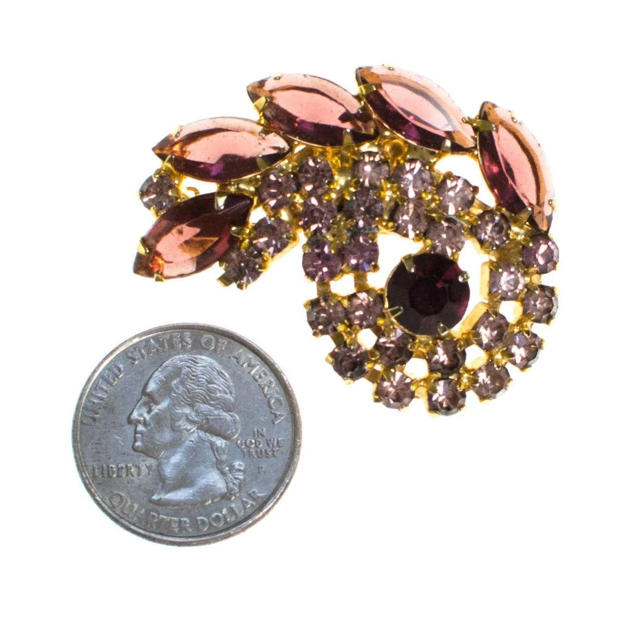 Vintage Purple Rhinestone Brooch