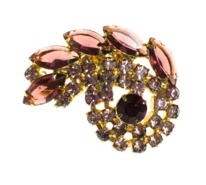 Vintage Purple Rhinestone Brooch