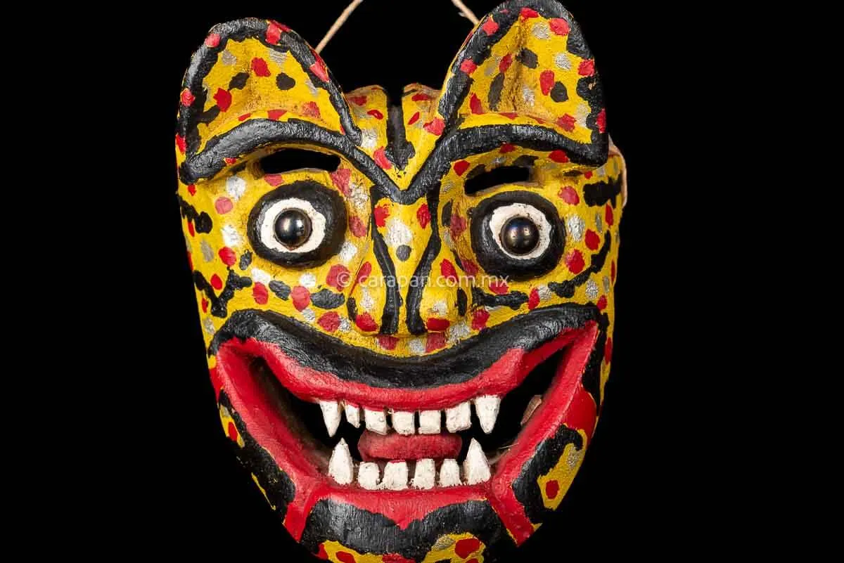 Vintage Tecuani Dance Jaguar Wooden Mask