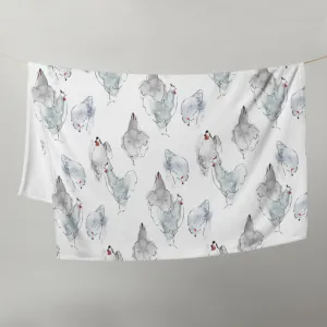 Watercolor Hens Throw Blanket
