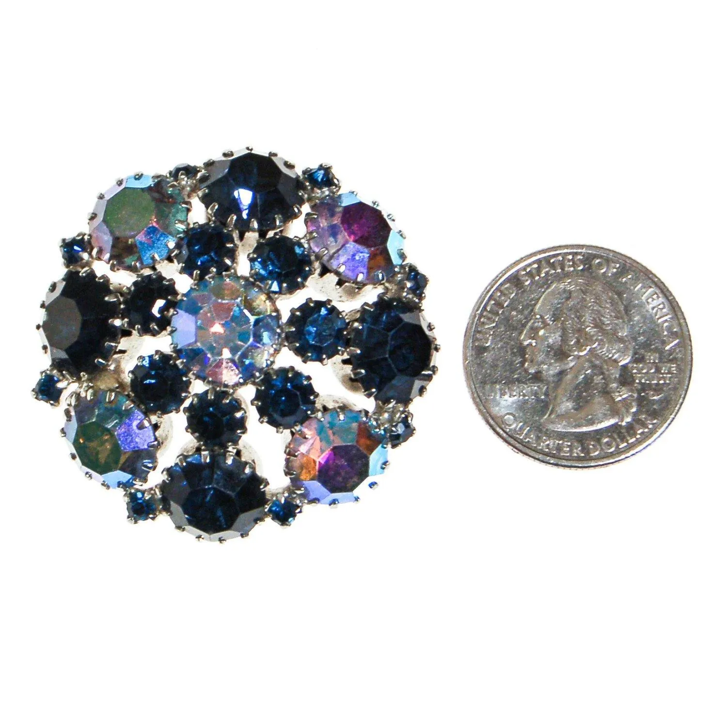 Weiss Sapphire Blue Rhinestone Brooch