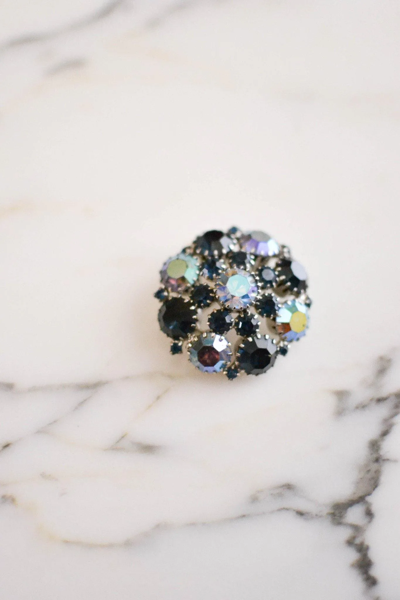 Weiss Sapphire Blue Rhinestone Brooch