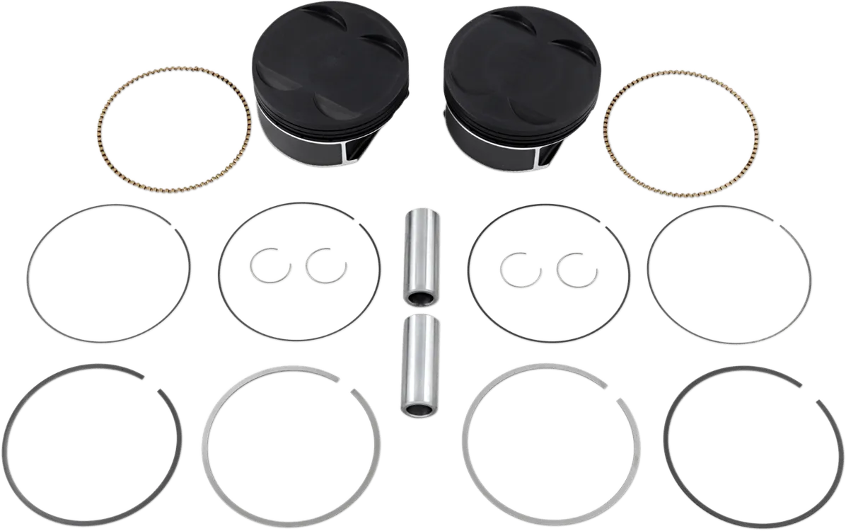Wiseco K2787 K Black Edition Piston Kit (124in.,Dished -9cc) - 4.250in. Bore, 11:1 Compression