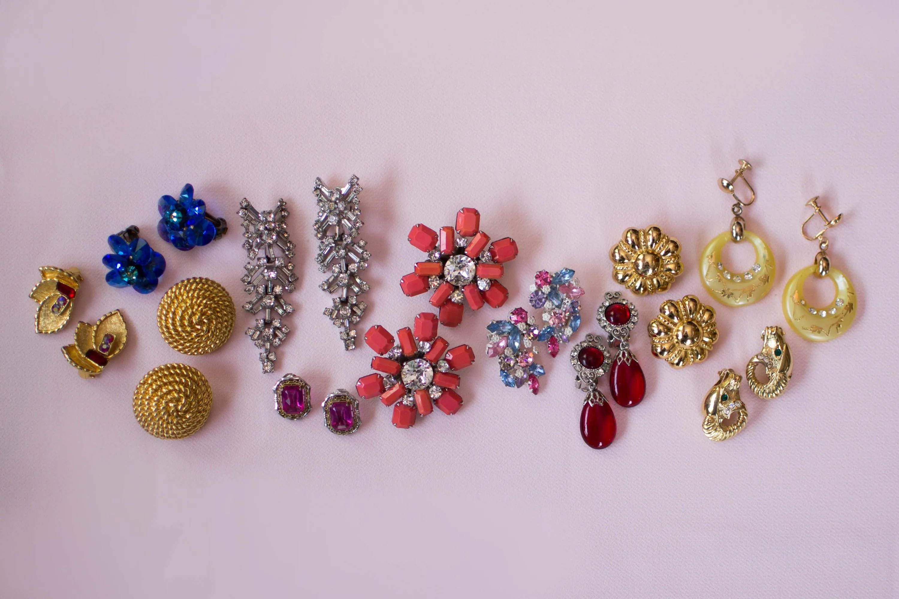 Yellow and Rhinestone Earrings, Ear Crawler