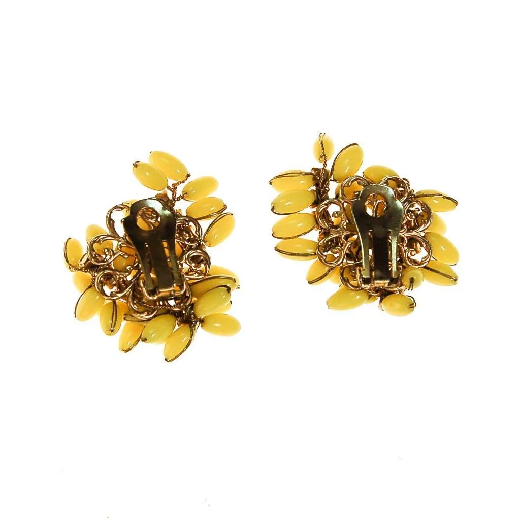 Yellow and Rhinestone Earrings, Ear Crawler