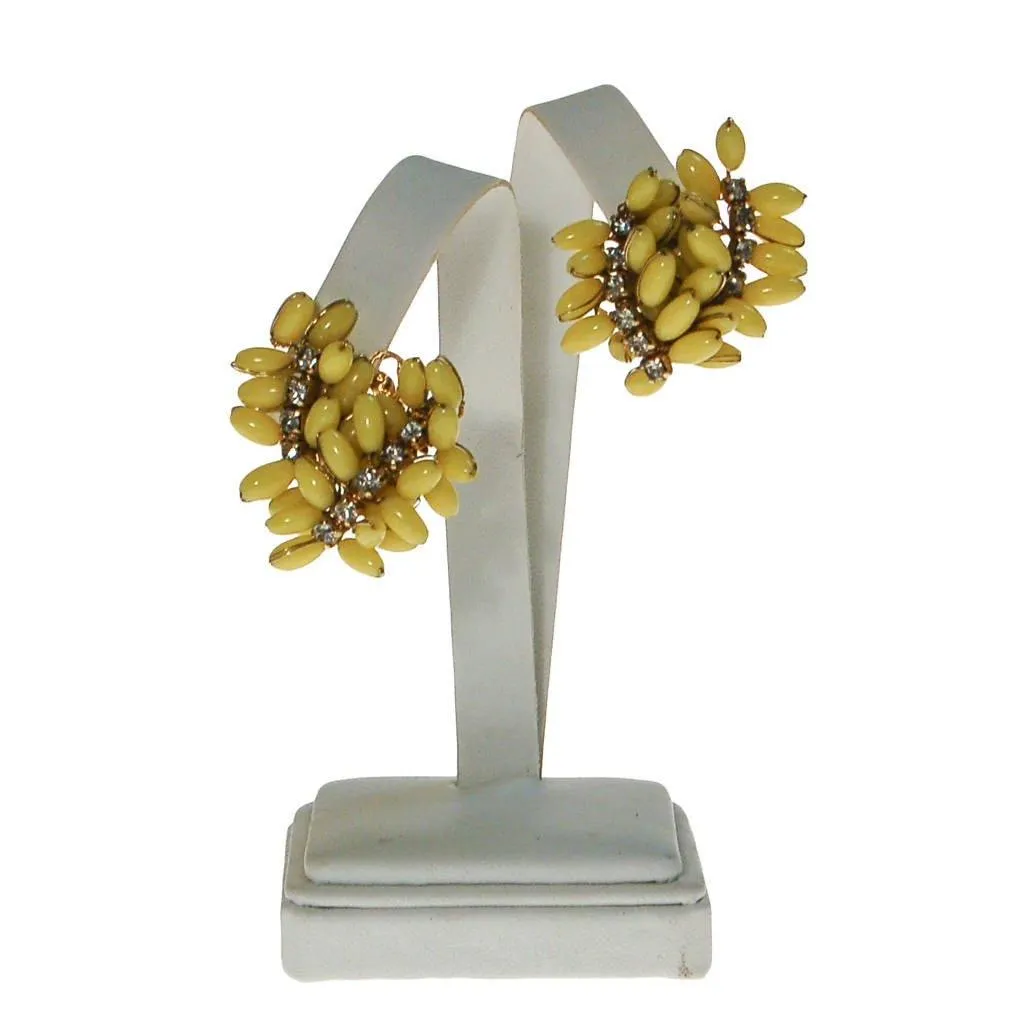 Yellow and Rhinestone Earrings, Ear Crawler